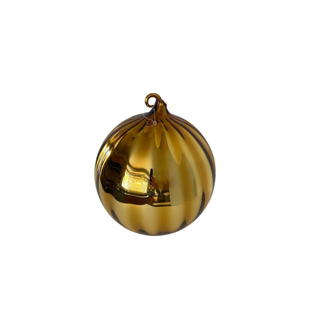 Dept 56 Optic Mercury Glass Gold Ribbed Ball Ornament Large 11" Decor